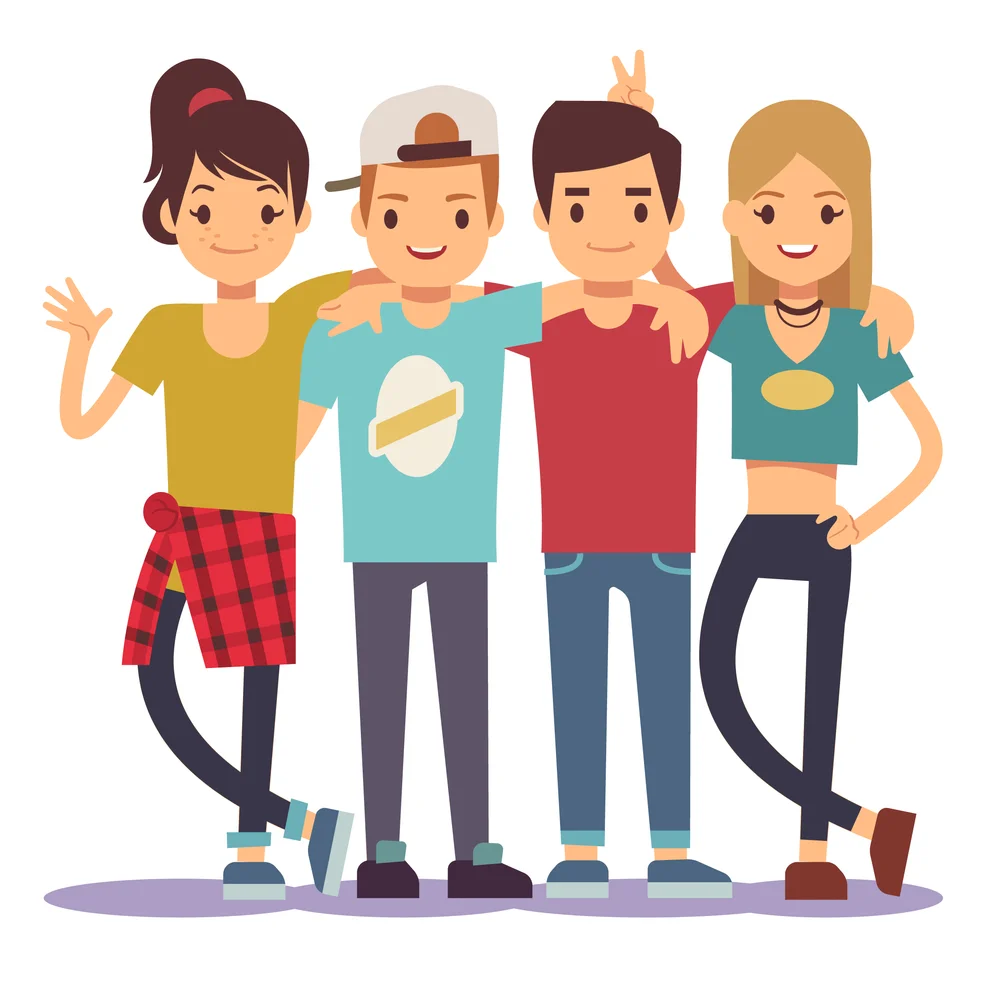 Grupo de adolescentes abrazados, el peso creciente del grupo de pares